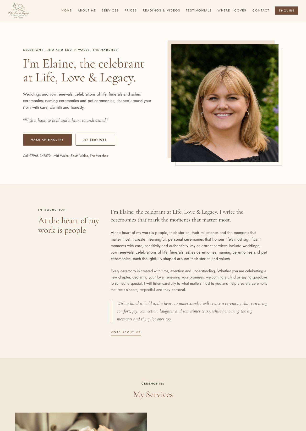Life, Love & Legacy website design by Jas' Web Designs